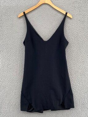 Lulus Dress Womens Small Black Mini Ponte Knit Double V Notch Hem Stretch Party